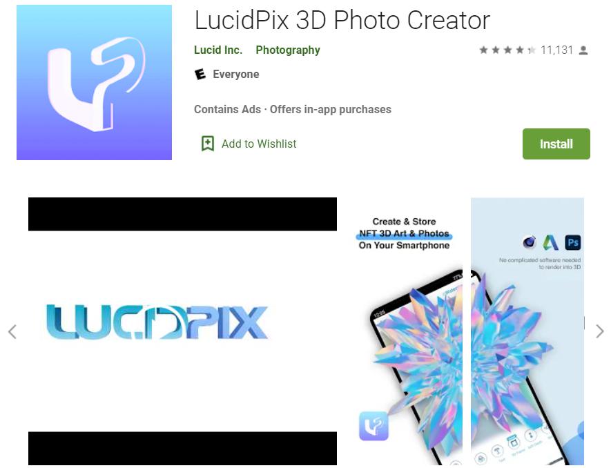 Phần mềm chụp ảnh 360 LucidPix 3D Image Maker