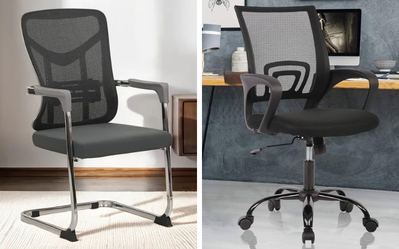 So sánh ghế lưới văn phòng chân quỳ và chân xoay